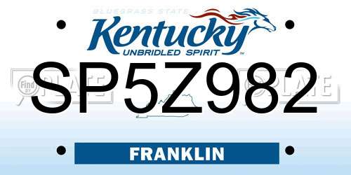 SP5Z982 Kentucky License Plate