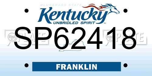 SP62418 Kentucky License Plate