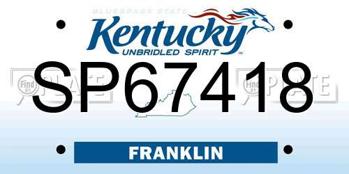 SP67418 Kentucky License Plate