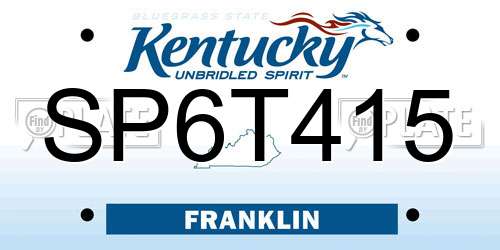 SP6T415 Kentucky License Plate