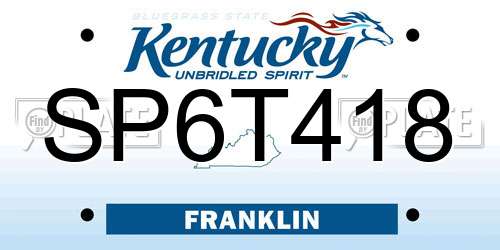 SP6T418 Kentucky License Plate