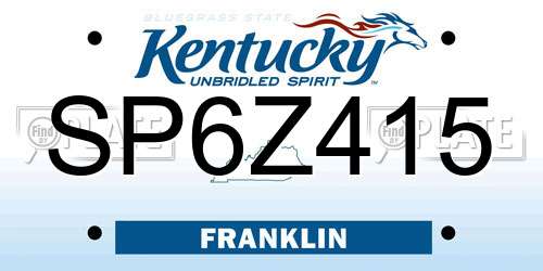 SP6Z415 Kentucky License Plate