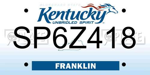 SP6Z418 Kentucky License Plate