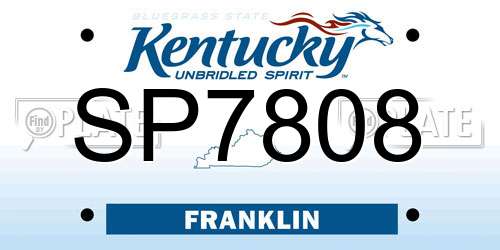 SP7808 Kentucky License Plate