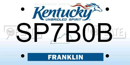 SP7B0B Kentucky License Plate