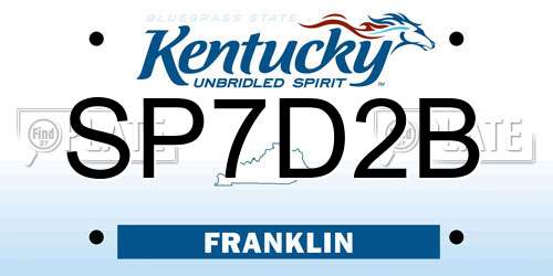 SP7D2B Kentucky License Plate