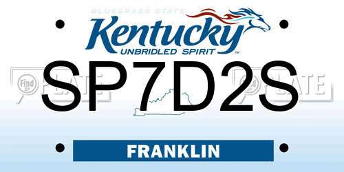 SP7D2S Kentucky License Plate