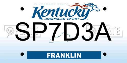 SP7D3A Kentucky License Plate