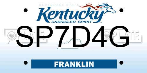 SP7D4G Kentucky License Plate