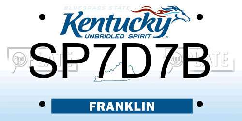 SP7D7B Kentucky License Plate