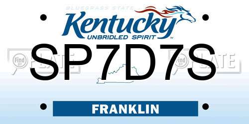 SP7D7S Kentucky License Plate