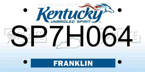 SP7H064 Kentucky License Plate