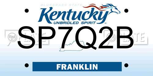 SP7Q2B Kentucky License Plate