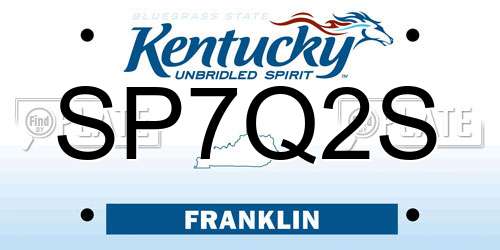 SP7Q2S Kentucky License Plate