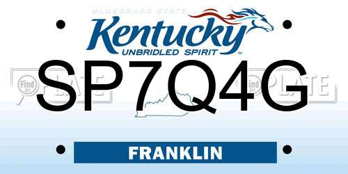 SP7Q4G Kentucky License Plate