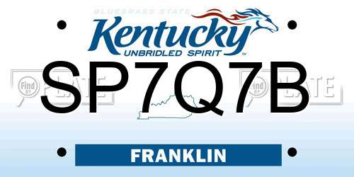 SP7Q7B Kentucky License Plate