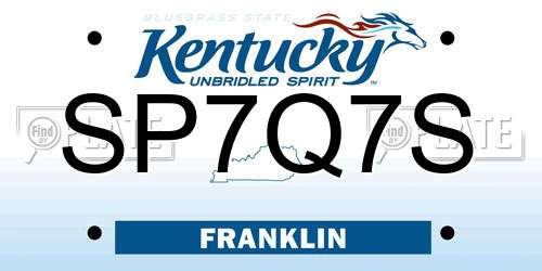 SP7Q7S Kentucky License Plate