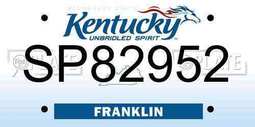 SP82952 Kentucky License Plate