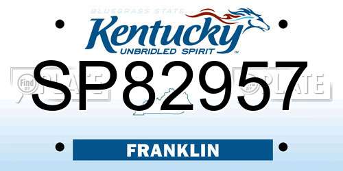 SP82957 Kentucky License Plate