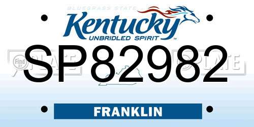 SP82982 Kentucky License Plate