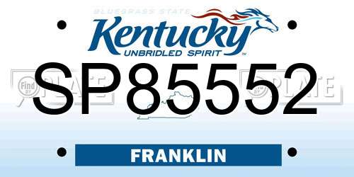 SP85552 Kentucky License Plate