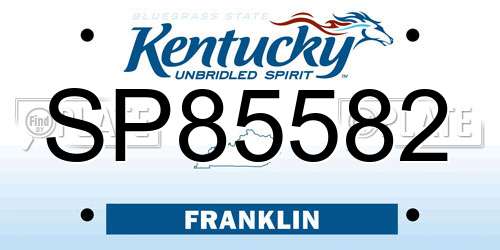 SP85582 Kentucky License Plate