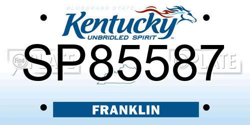 SP85587 Kentucky License Plate