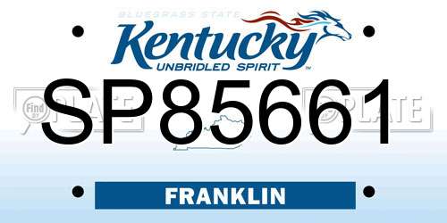 SP85661 Kentucky License Plate