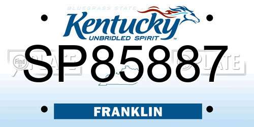 SP85887 Kentucky License Plate
