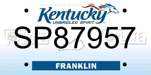 SP87957 Kentucky License Plate