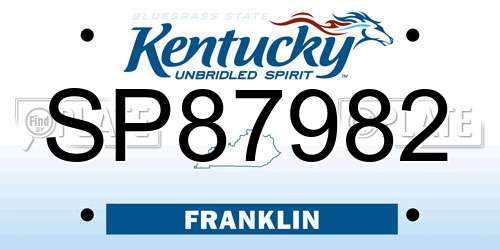SP87982 Kentucky License Plate
