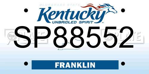 SP88552 Kentucky License Plate