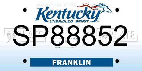 SP88852 Kentucky License Plate