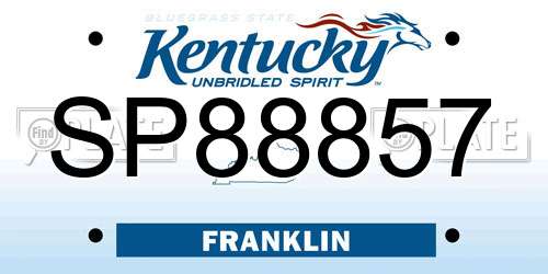 SP88857 Kentucky License Plate