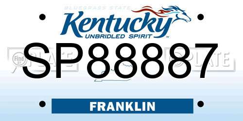 SP88887 Kentucky License Plate