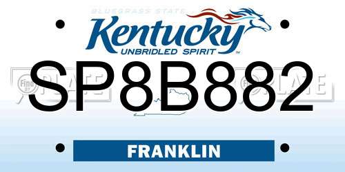 SP8B882 Kentucky License Plate