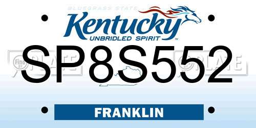 SP8S552 Kentucky License Plate