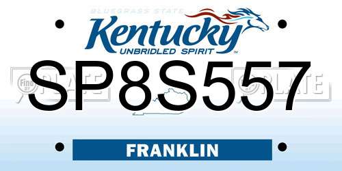 SP8S557 Kentucky License Plate