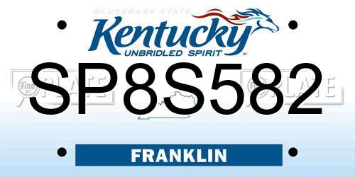 SP8S582 Kentucky License Plate