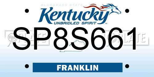 SP8S661 Kentucky License Plate
