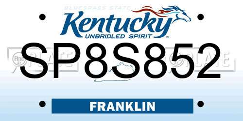 SP8S852 Kentucky License Plate