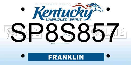 SP8S857 Kentucky License Plate