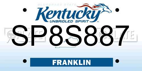 SP8S887 Kentucky License Plate