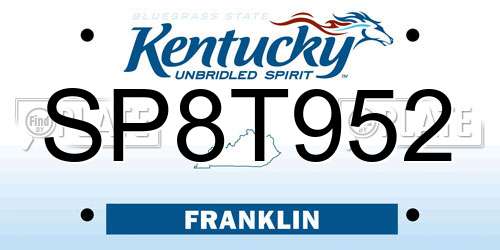 SP8T952 Kentucky License Plate