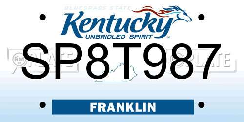 SP8T987 Kentucky License Plate