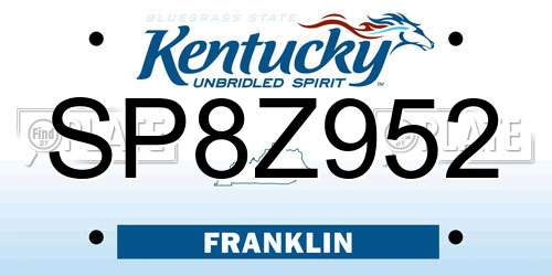 SP8Z952 Kentucky License Plate