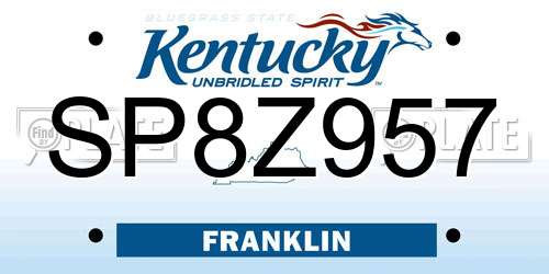 SP8Z957 Kentucky License Plate