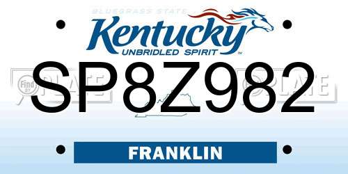 SP8Z982 Kentucky License Plate