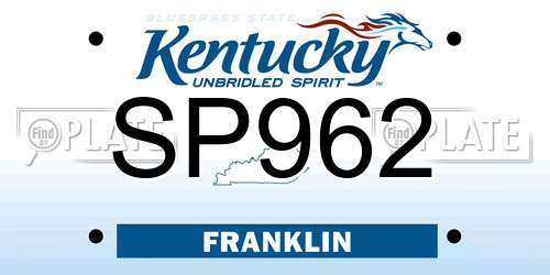 SP962 Kentucky License Plate