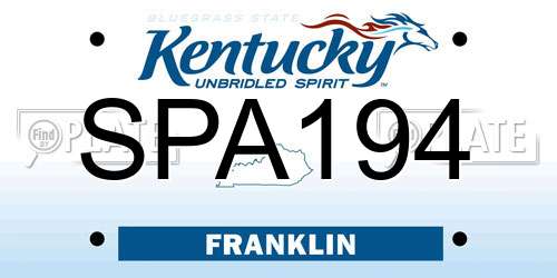 SPA194 Kentucky License Plate